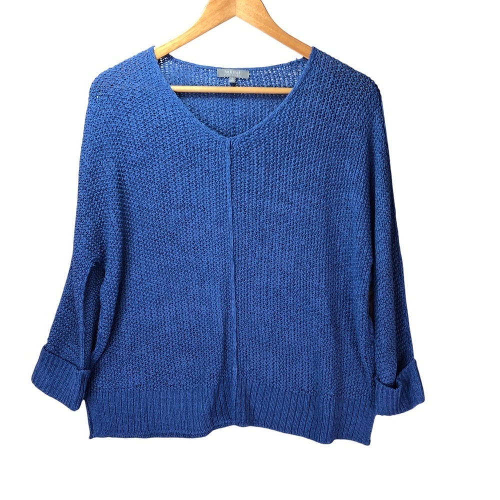 Habitat Loose Knit Lagenlook Sweater Oversized Small Blue Casual Boxy Beachy - Picture 3 of 7